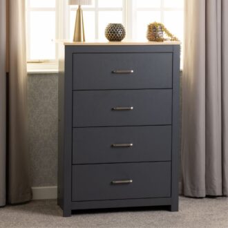 Portland 4 Drawer Chest - Grey Oak Effect