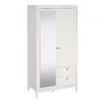 Barcelona Wardrobe with 1 Door 1 Mirror Door 2 Drawers in White