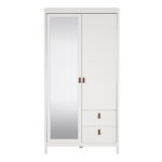 Barcelona Wardrobe with 1 Door 1 Mirror Door 2 Drawers in White