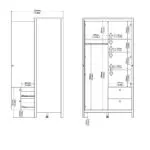 Barcelona Wardrobe with 1 Door 1 Mirror Door 2 Drawers in Matt Black