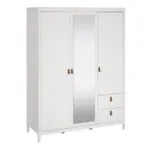Barcelona Wardrobe with 2 Doors 1 Mirror Door 2 Drawers in White