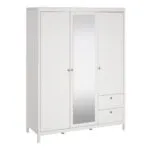 Barcelona Wardrobe with 2 Doors 1 Mirror Door 2 Drawers in White