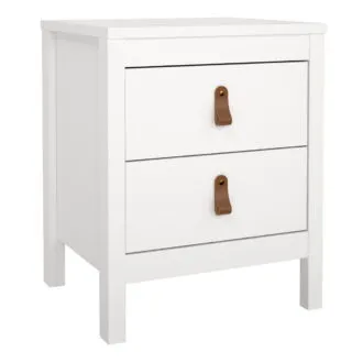 Barcelona Bedside Table 2 Drawers in White