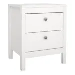 Barcelona Bedside Table 2 Drawers in White