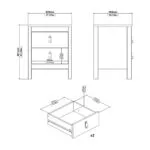 Barcelona Bedside Table 2 Drawers in Matt Black