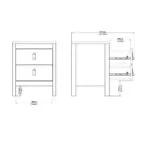 Barcelona Bedside Table 2 Drawers in Matt Black