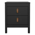 Barcelona Bedside Table 2 Drawers in Matt Black
