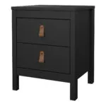 Barcelona Bedside Table 2 Drawers in Matt Black