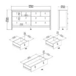 Barcelona Double Dresser 4+4 Drawers in Matt Black