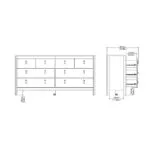 Barcelona Double Dresser 4+4 Drawers in Matt Black