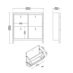 Barcelona Shoe Cabinet 4 Flip Down Doors in White