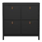 Barcelona Shoe Cabinet 4 Flip Down Doors in Matt Black