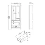 Barcelona China Cabinet 2 Glass Doors with 3 Drawers in White