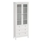 Barcelona China Cabinet 2 Glass Doors with 3 Drawers in White