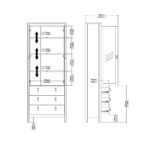 Barcelona China Cabinet 2 Glass Doors with 3 Drawers in Matt Black