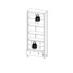 Barcelona China Cabinet 2 Glass Doors with 3 Drawers in Matt Black