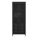 Barcelona China Cabinet 2 Glass Doors with 3 Drawers in Matt Black