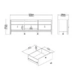 Barcelona TV Unit 3 Drawers in Matt Black