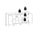 Barcelona Sideboard 2 Doors 3 Drawers in White