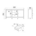 Barcelona Sideboard 2 Doors + 3 Drawers in Matt Black