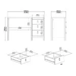 Barcelona Desk 3 Drawers in White
