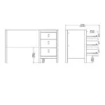 Barcelona Desk 3 Drawers in Matt Black