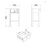 Barcelona Bedside Table with 1 Drawer in W