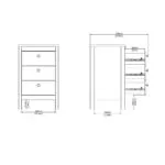 Barcelona Bedside Table 3 Drawers in White