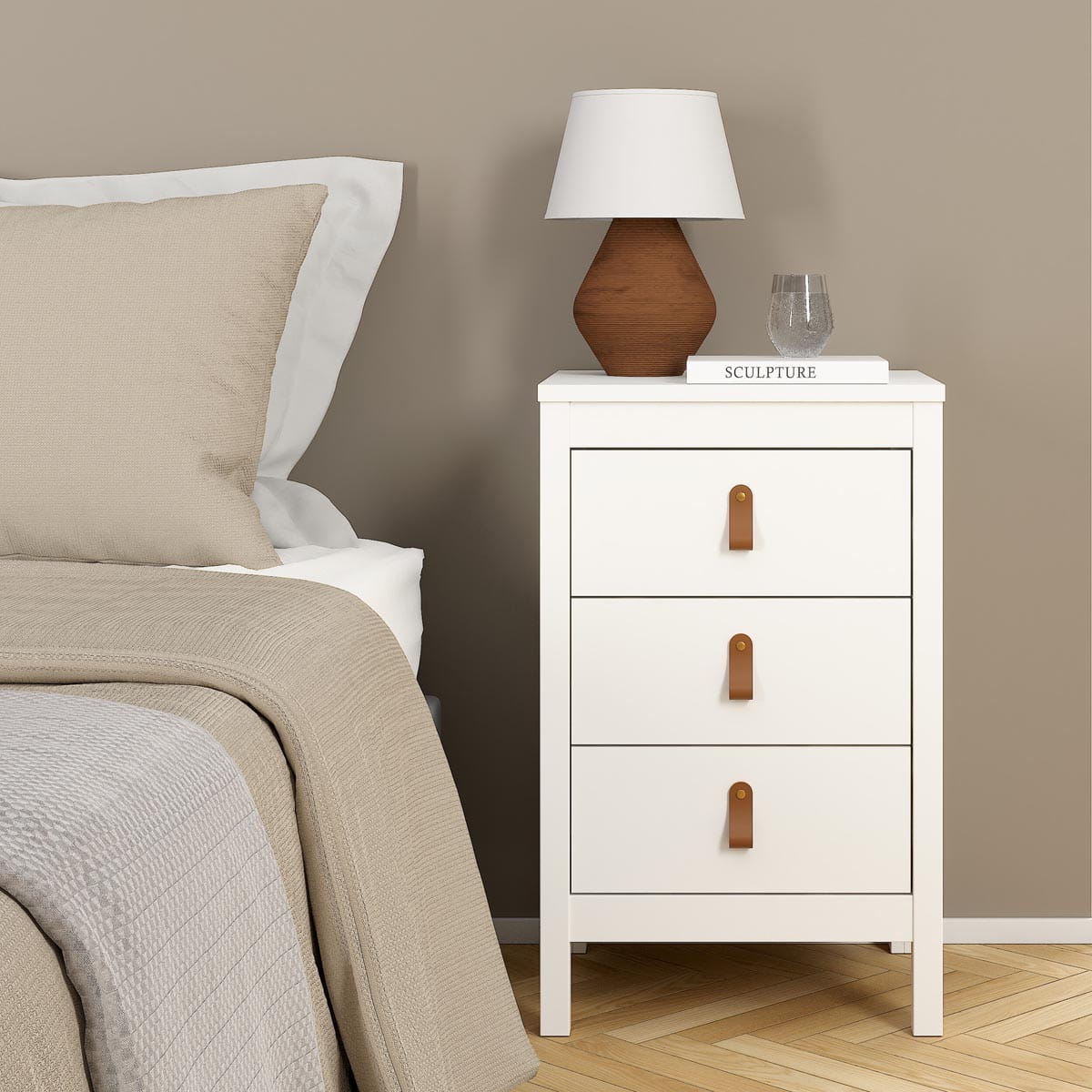 725796854949_7 Barcelona Bedside Table 3 Drawers in White