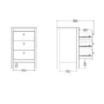 Barcelona Bedside Table 3 Drawers in Matt Black