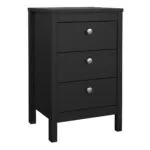 Barcelona Bedside Table 3 Drawers in Matt Black
