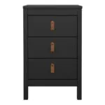 Barcelona Bedside Table 3 Drawers in Matt Black