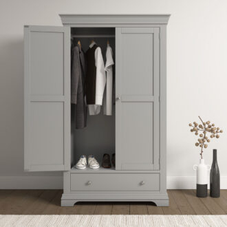 BORDEAUX 2 DOOR WARDROBE - PEBBLE GREY 100-101-232 PR