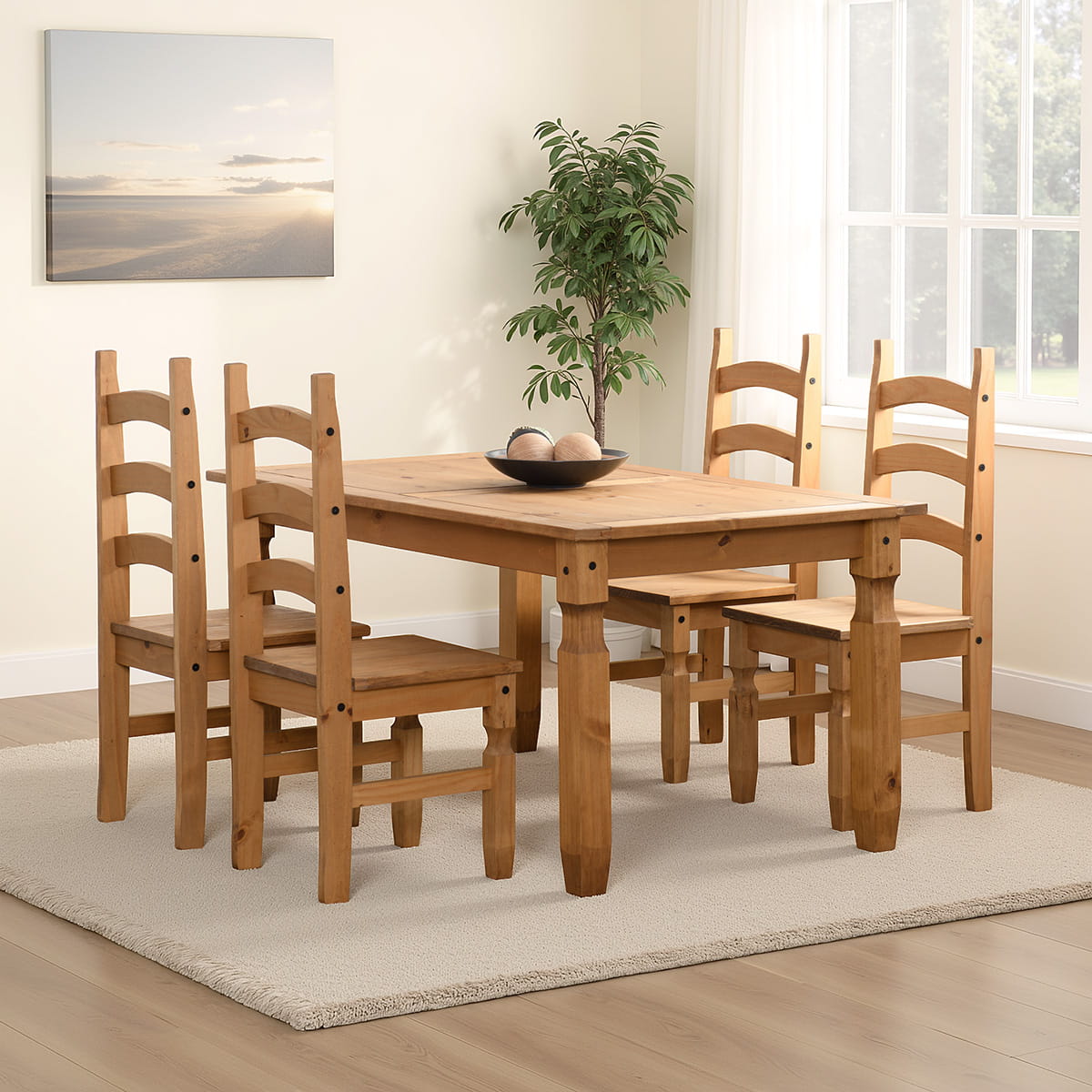 CORONA-5-DINING-SET-DISTRESSED-WAXED-PINE-2020-400-401-033-1 Corona 1+4 Dining Set