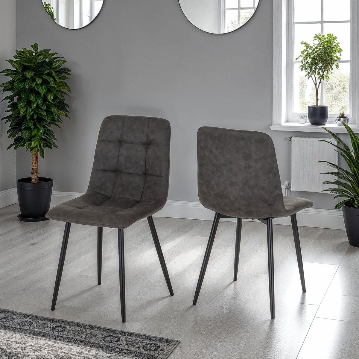 FENTON DINING CHAIR (X2 PER BOX) - DARK GREY SUEDE FABRIC 2025 400-402-152 PR Fenton Dark Grey Dining Chairs