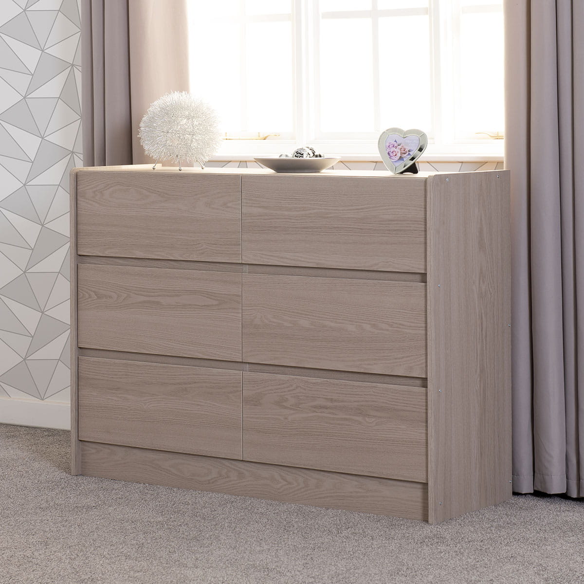 PARIS 6 DRAWER CHEST - SMOKED ASH EFFECT 2024 100-102-194 07 Paris 6 Drawer Chest