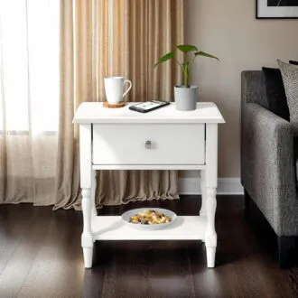 Stratford 1 Drawer Side Table – White