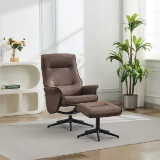 Winston Swivel Chair and Footstool - Brown