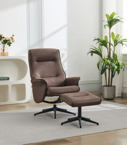 Winston Swivel Chair and Footstool - Brown