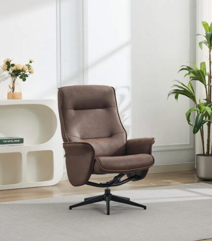 Winston Swivel Chair and Footstool - Brown