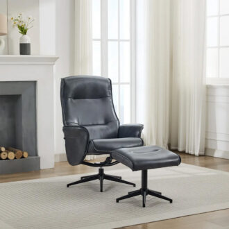 Winston Swivel Chair and Footstool - Ocean Blue