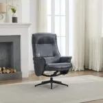 Winston Swivel Chair and Footstool - Ocean Blue