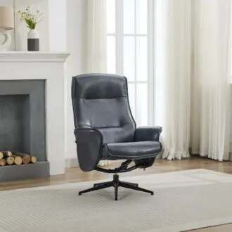 Winston Swivel Chair and Footstool - Ocean Blue