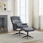Winston Swivel Chair and Footstool - Ocean Blue
