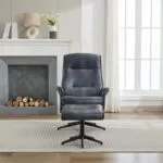 Winston Swivel Chair and Footstool - Ocean Blue