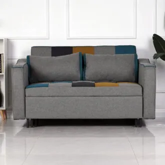 Aspen Yellow/Blue Patchwork Fabric Sofabed