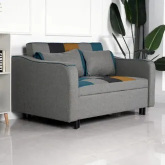 Aspen Yellow/Blue Patchwork Fabric Sofabed