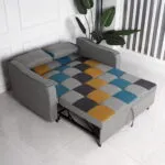 Aspen Yellow/Blue Patchwork Fabric Sofabed